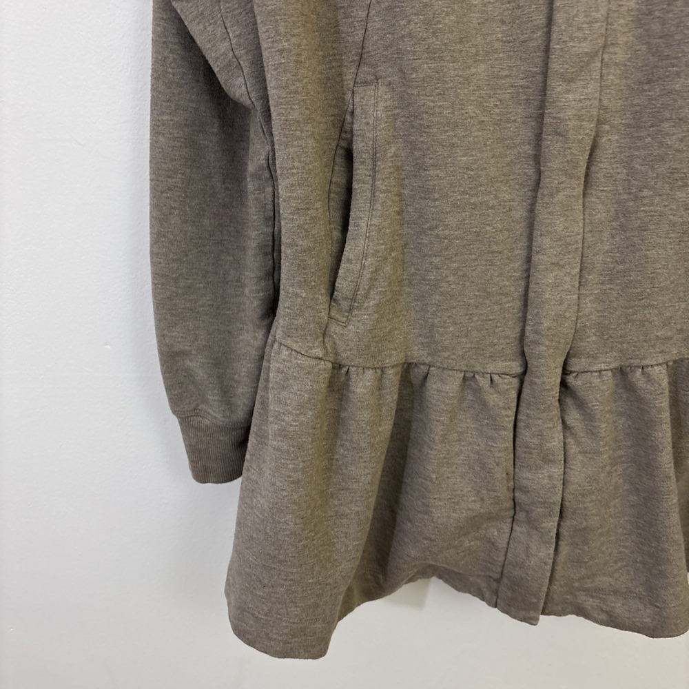 Cabi L Lightweight Jacket Ruffle Hem‎ Brown/Gray Pockets Cotton Modal Sweatshirt - Picture 5 of 9